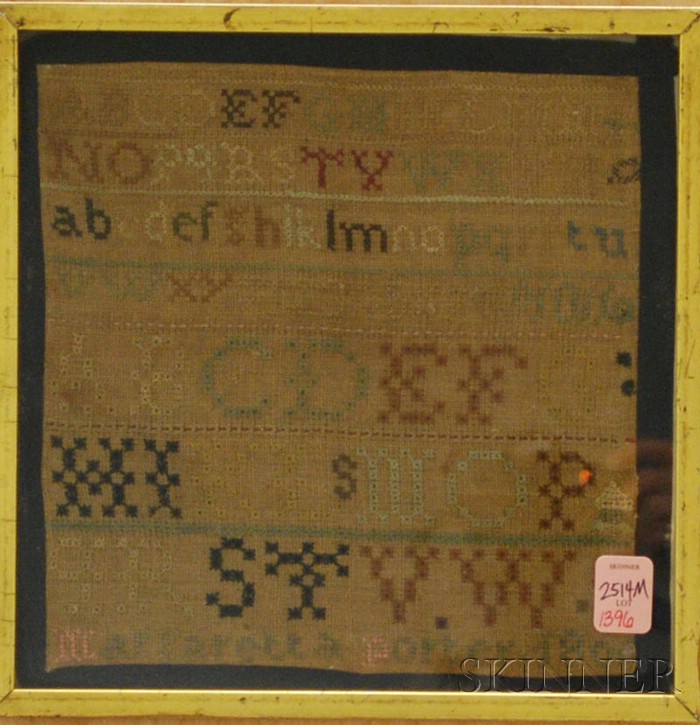 Appraisal: Framed Margaretta Porter Needlework Sampler approx x in