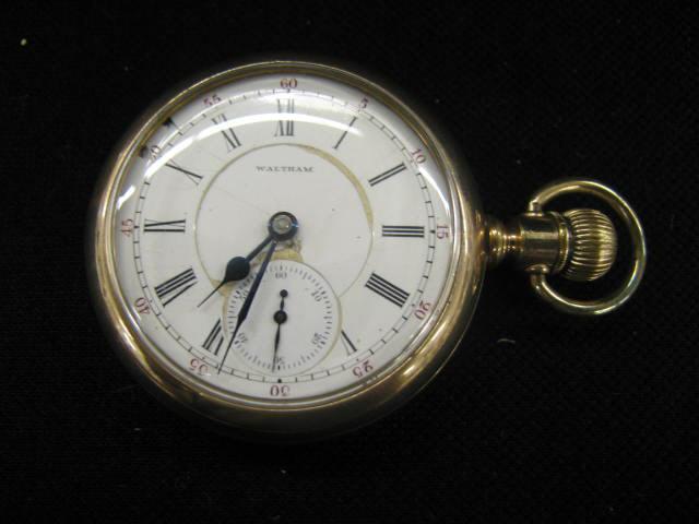 Appraisal: Waltham Pocketwatch open face gold filled case currently working