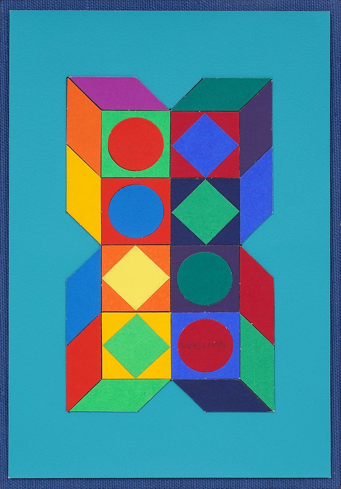 Appraisal: Victor Vasarely Cut Paper Collage Art Painting Victor Vasarely France