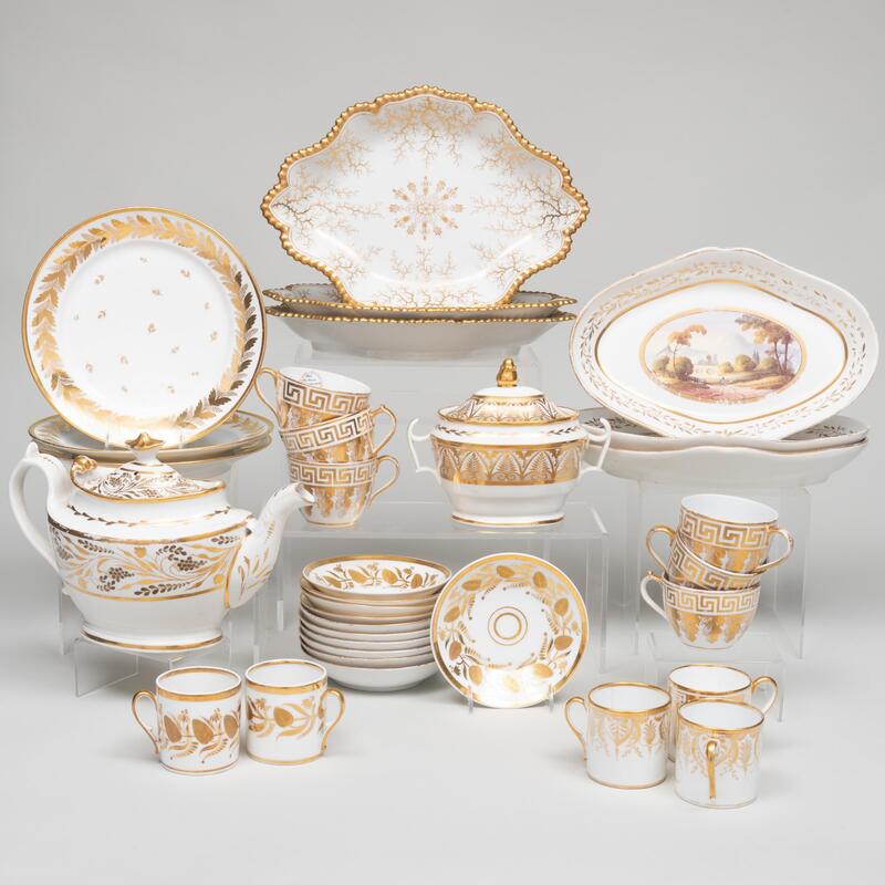 Appraisal: Assembled English and French Gilt Decorated Porcelain Part Dessert Service