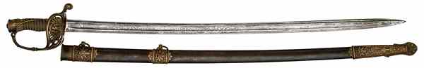 Appraisal: Non-Regulation Cavalry Officer's Sword '' blade with etched panels of