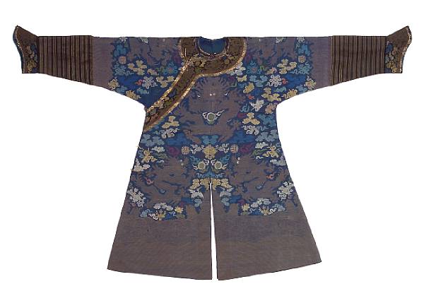 Appraisal: A blue silk ground gauze brocade dragon robe Late Qing