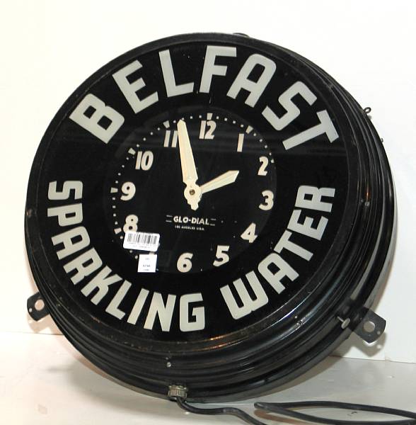 Appraisal: Belfast Neon Clock A circular advertising electrified clock from the