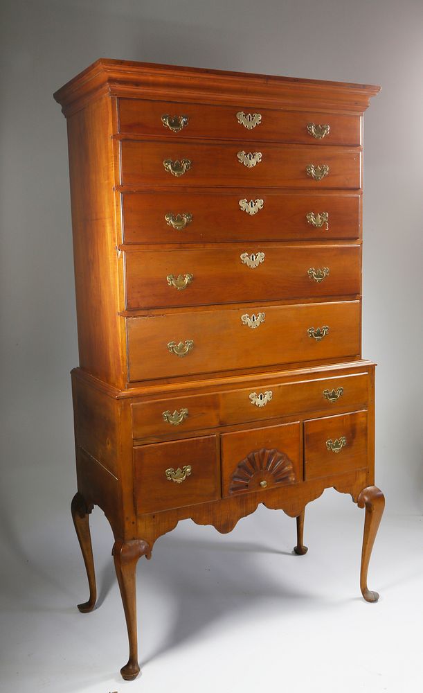 Appraisal: American Cherrywood Queen Anne Highboy circa American Cherrywood Queen Anne