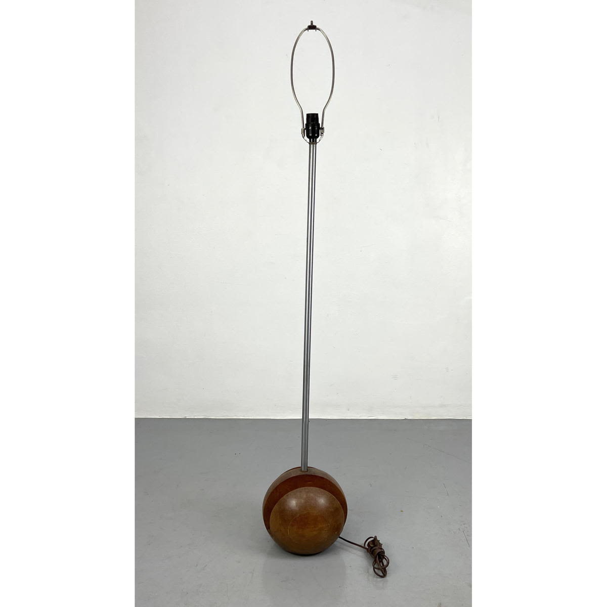 Appraisal: Machine age walnut and chrome magazine holder floor lamp wood