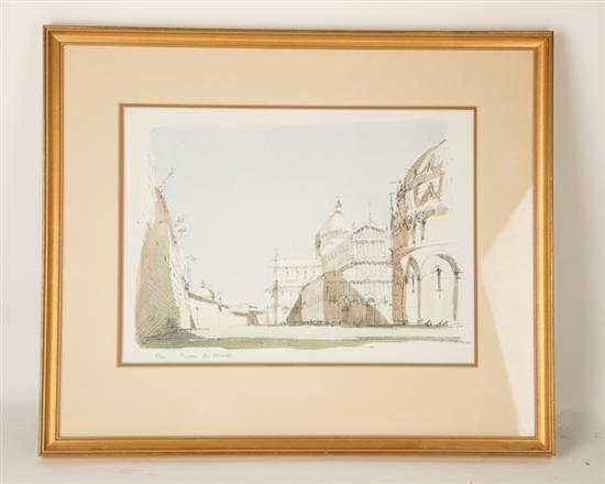 Appraisal: Artist Unknown Pisa - Piazza de Miracoli Watercolor Titled lower