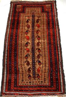 Appraisal: BALUCHISTAN PRAYER ORIENTAL RUG C W ' L ' rust