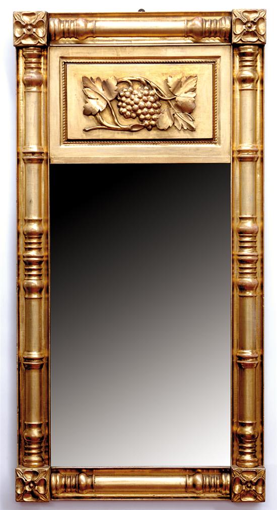 Appraisal: Classical giltwood and gesso pier mirror th century turned pilaster