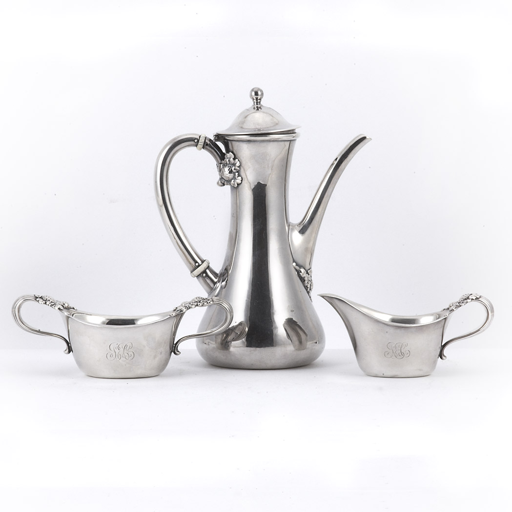 Appraisal: Tiffany Co Sterling Silver Three-Piece Coffee Service Total approximately ounces