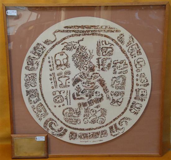 Appraisal: FRAMED RUBBING OF MYAN ALTER Along with plaque x