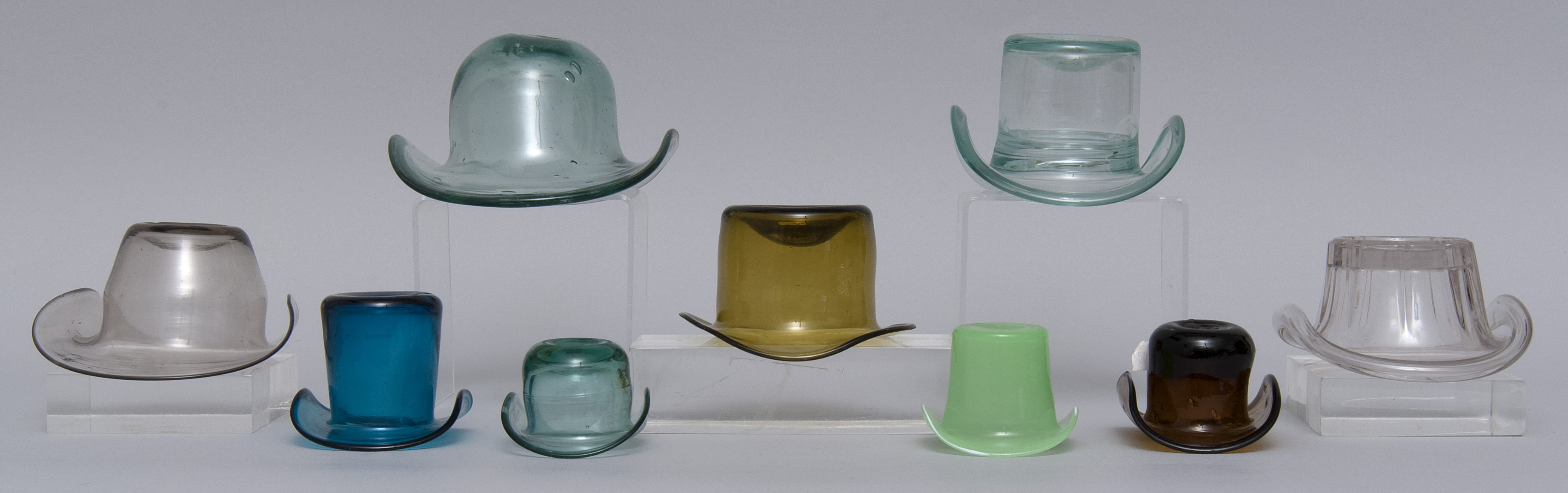 Appraisal: COLLECTION OF NINE BLOWN AND BLOWN-MOLDED GLASS HATS th and