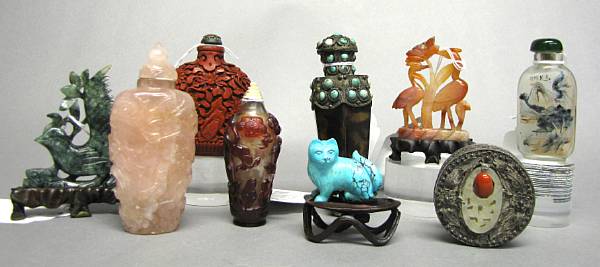 Appraisal: A group of ten miscellaneous decorations Including an inside-painted bottle