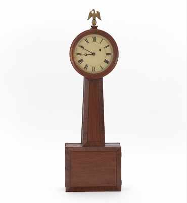 Appraisal: William Crane Banjo Clock Boston ca Mid 's Wood paneled