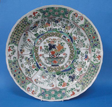 Appraisal: A CHINESE FAMILLE VERTE CHARGER enamelled in polychrome with a