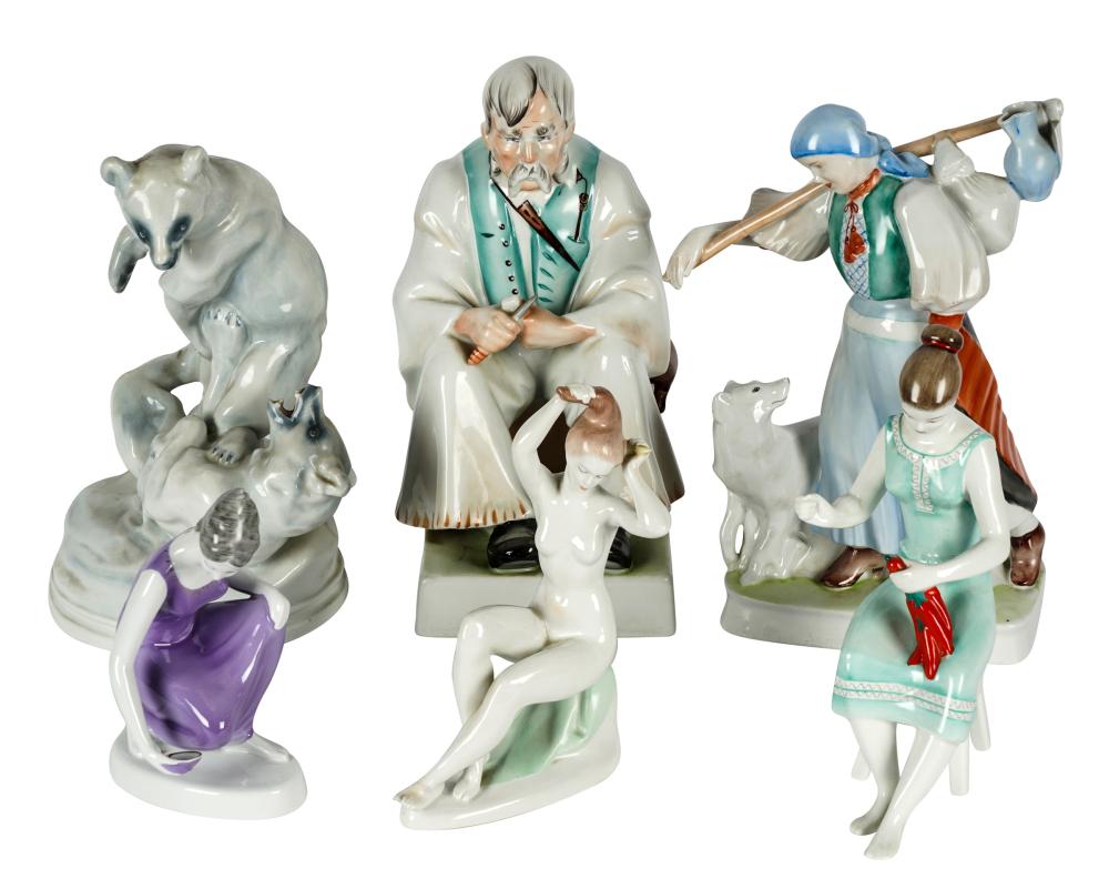 Appraisal: COLLECTION OF HUNGARIAN PORCELAIN FIGUREScomprising a polar bear a figure