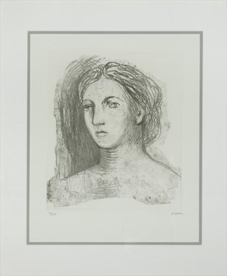 Appraisal: Henry Moore - HEAD OF A WOMAN Soft-ground etching Estimate