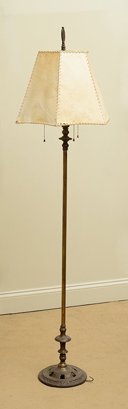 Appraisal: Metal Three-Light Floor Lamp With parchment shade ft in x