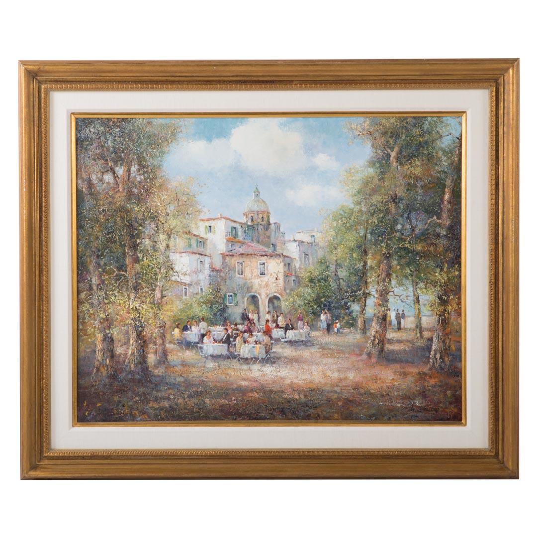 Appraisal: Willi Bauer Wine Garden oil on canvas German b Signed