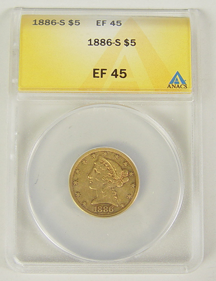 Appraisal: -S Liberty Gold Coin ANACS certified and graded XF