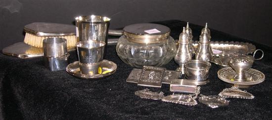 Appraisal: Sterling silver a matching brush mirror and vanity jar pen