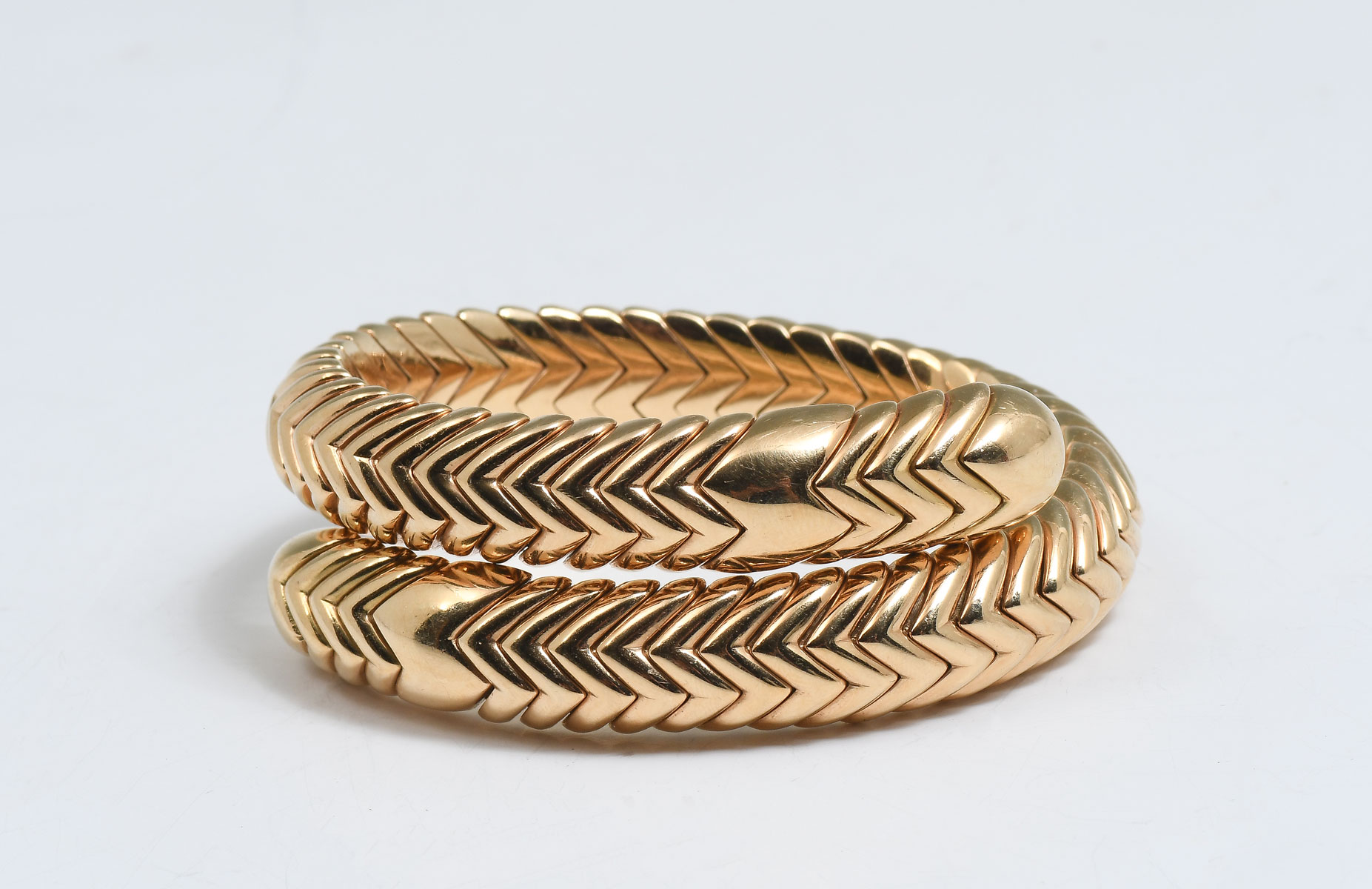 Appraisal: BVLGARI K ROW ''SPIGA'' WRAP BRACELET BVLGARI K Yellow Gold