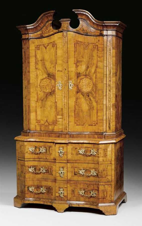 Appraisal: CABINET ON CHEST Baroque Dresden circa Walnut burlwood cherry and