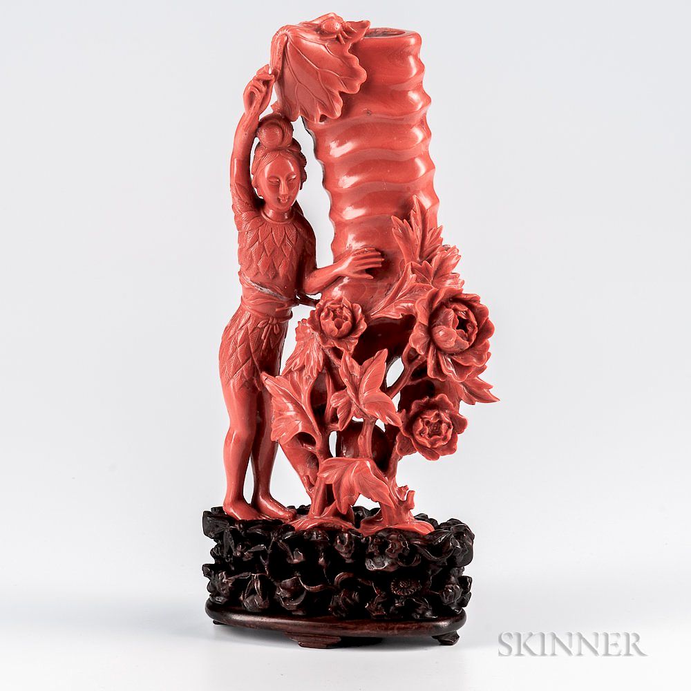 Appraisal: Carved Coral Vase Carved Coral Vase China in the form