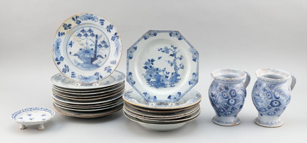 Appraisal: TWENTY-TWO PIECES OF CONTINENTAL BLUE AND WHITE DELFT LATE TH