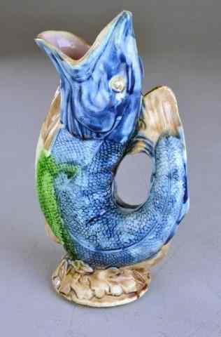 Appraisal: MAJOLICA FISH PITCHERBeautiful early th Century pitcher in shape of