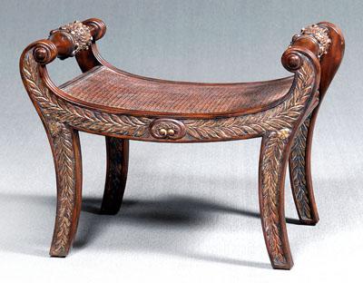 Appraisal: Maitland-Smith carved window bench mahogany with cane seat acanthus carved