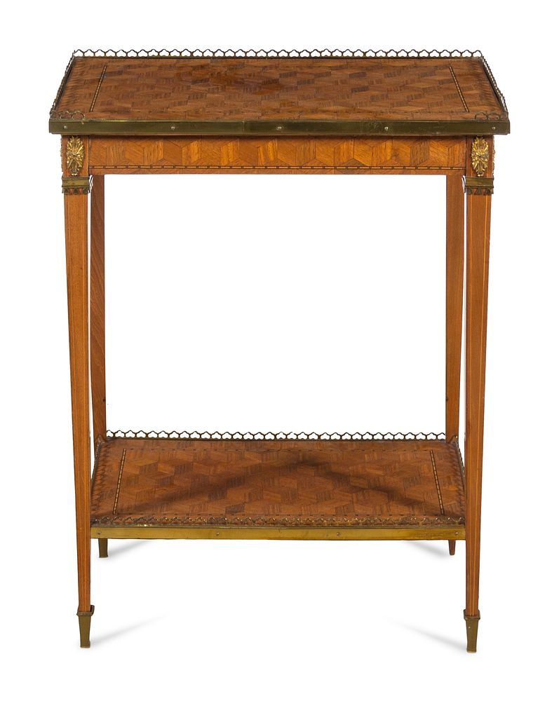 Appraisal: A Louis XVI Style Gilt Bronze Mounted Parquetry Table A