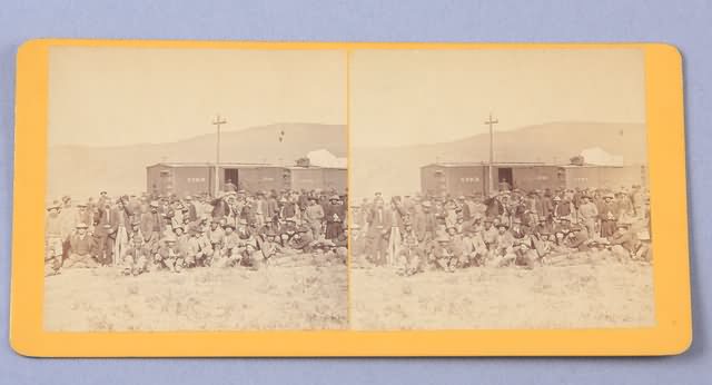 Appraisal: Stereoview of group of men in front of a UPRR