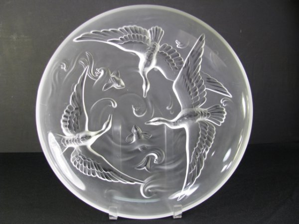 Appraisal: Verlys art glass bowl charger with relief decoration of three