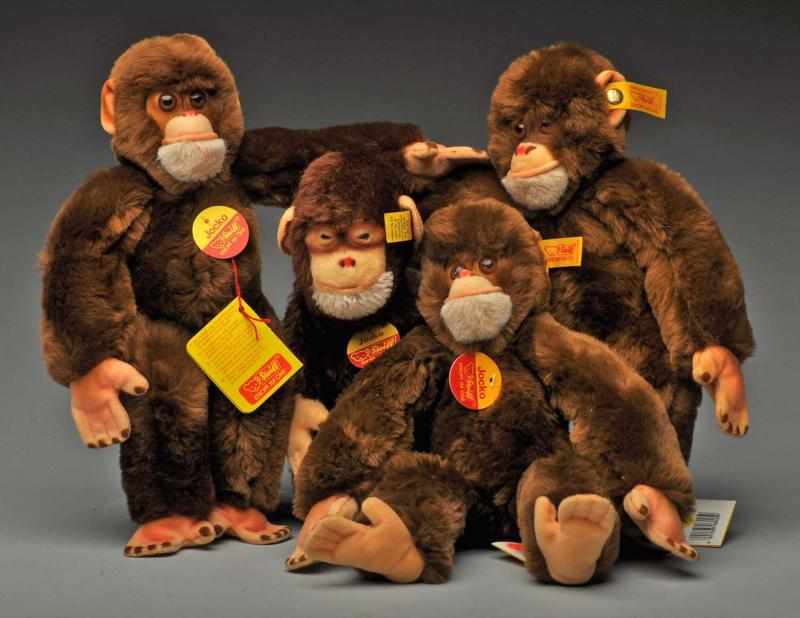 Appraisal: Lot of New Steiff Jocko Monkeys Description Lot includes three