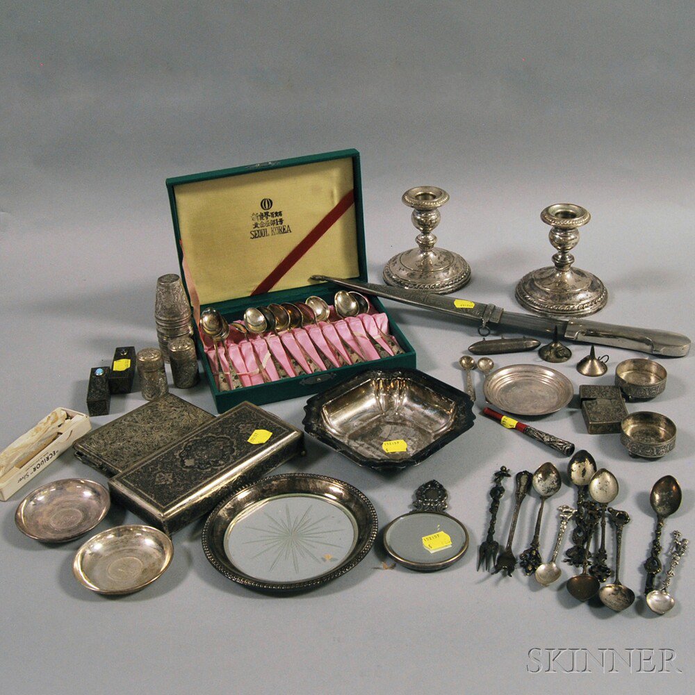 Appraisal: Group of Assorted Silver and Silver-plated Tableware including a boxed