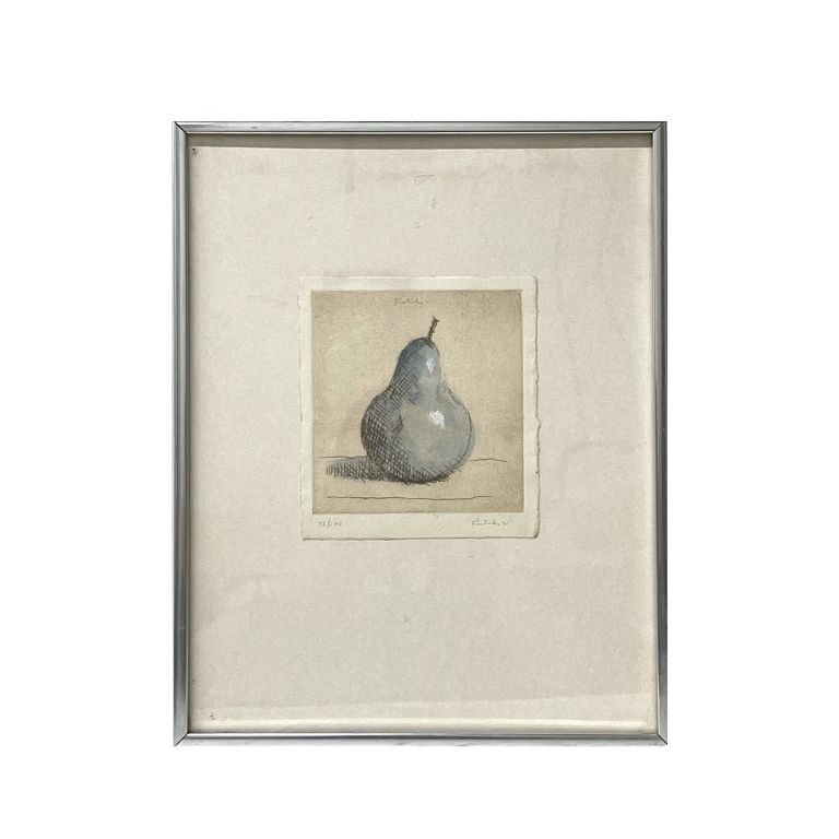 Appraisal: Still Life Lithograph Work on paper depicting a blue pear