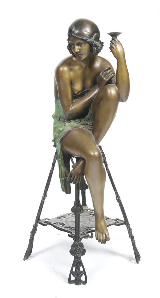 Appraisal: French Art Deco Bronze of a draped seated woman with