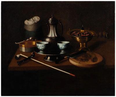 Appraisal: Painting follower of Stoskopff German - still life of table