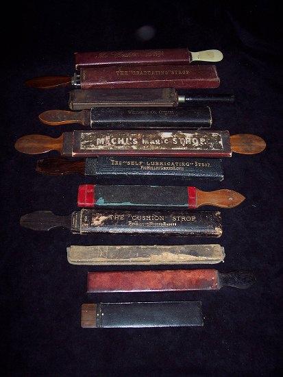 Appraisal: A collection of shaving strops many with original cases