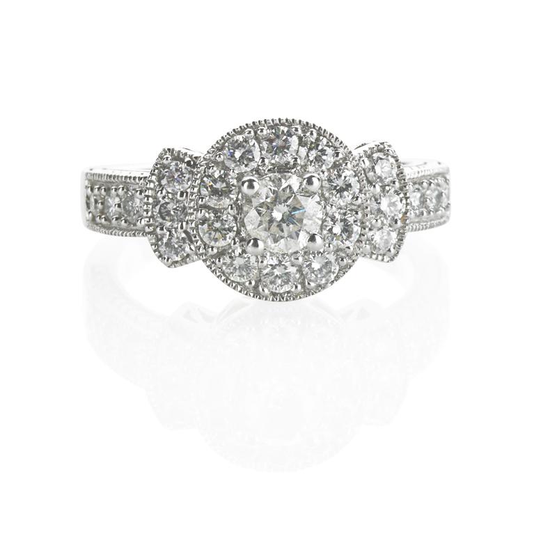 Appraisal: RBC DIAMOND K WHITE GOLD ENGAGEMENT RING Central RBC diamond