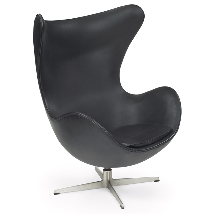 Appraisal: Arne Jacobsen Egg chair by Fritz Hansen s black leather