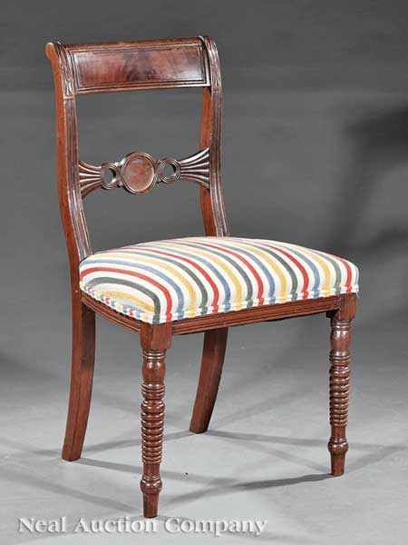 Appraisal: A Regency Carved Mahogany Side Chair early th c tablet