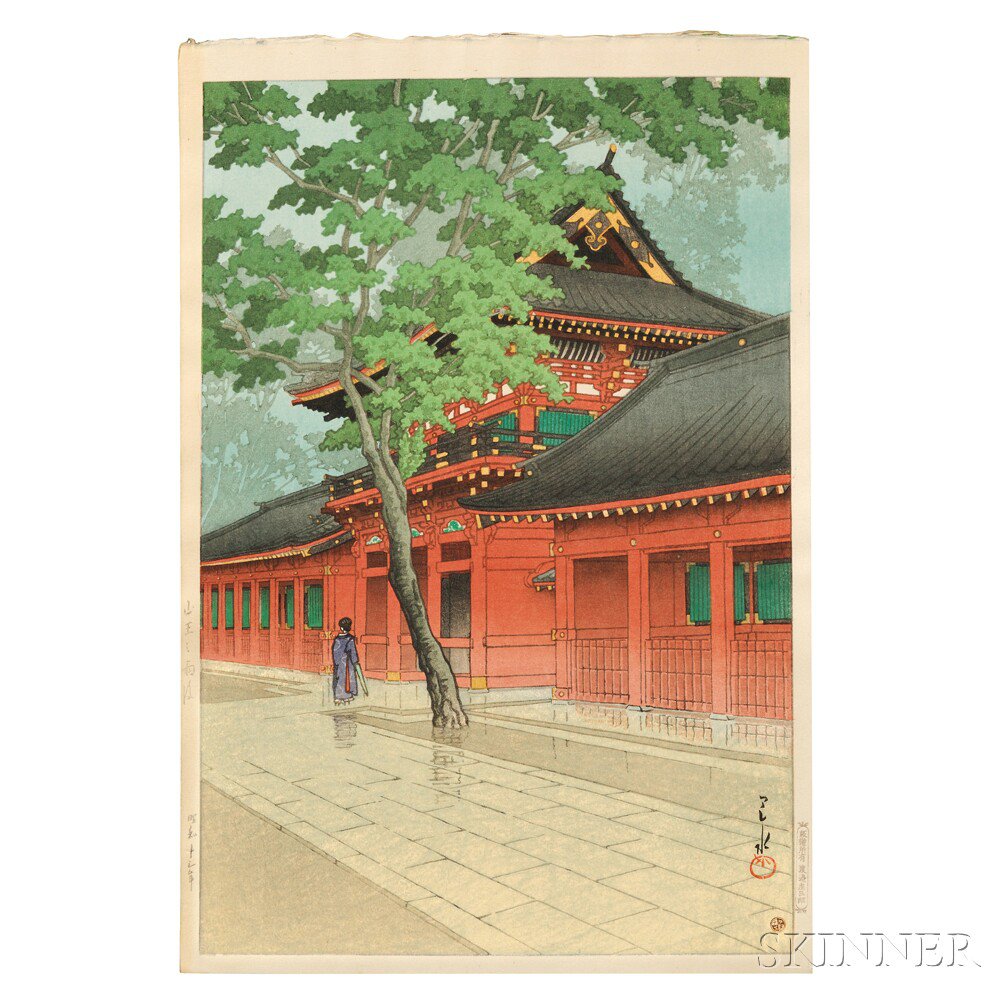 Appraisal: Kawase Hasui - Sanno Shrine after Rain Japan color woodblock