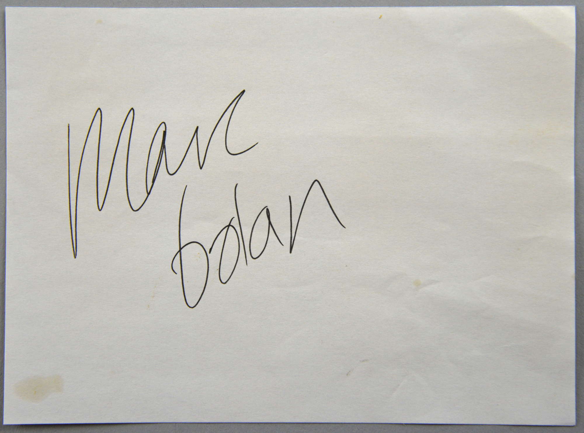 Appraisal: Marc Bolan autograph on paper this was acquired by the