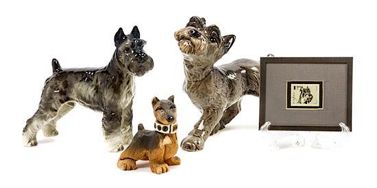 Appraisal: A Group of Four Schnauzer Figures Width of widest inches