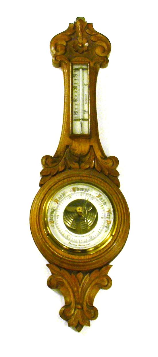 Appraisal: Aneroid barometer by Harvey Lewis Hartford oak case late th