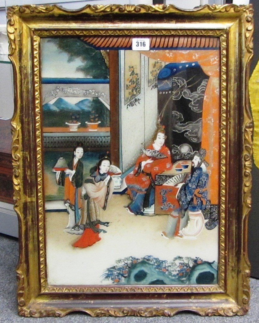 Appraisal: A Chinese reverse glass painting th century painted with an