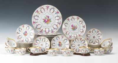 Appraisal: Assembled Bavarian Hand Painted Dinner Service Comprised of Tirschenreuth Hutschenreuther