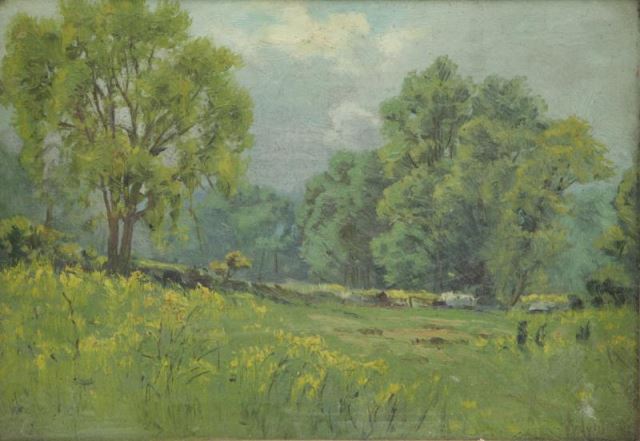 Appraisal: WYNNE Early th C Oil on Board Leafy Grove Grassy