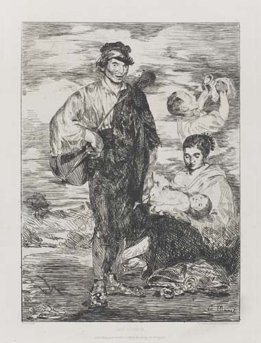 Appraisal: DOUARD MANET Los Gitanos Etching x mm x inches wide